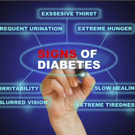 writing word signs of diabetes  with marker on gradient background made in 2d software